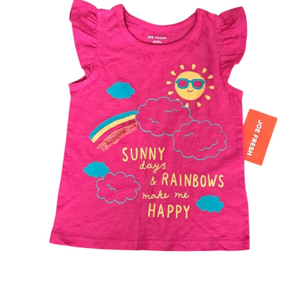 Joe Fresh  Girl's  Hot Pink  Rainbow Shirt Size 4  NWT